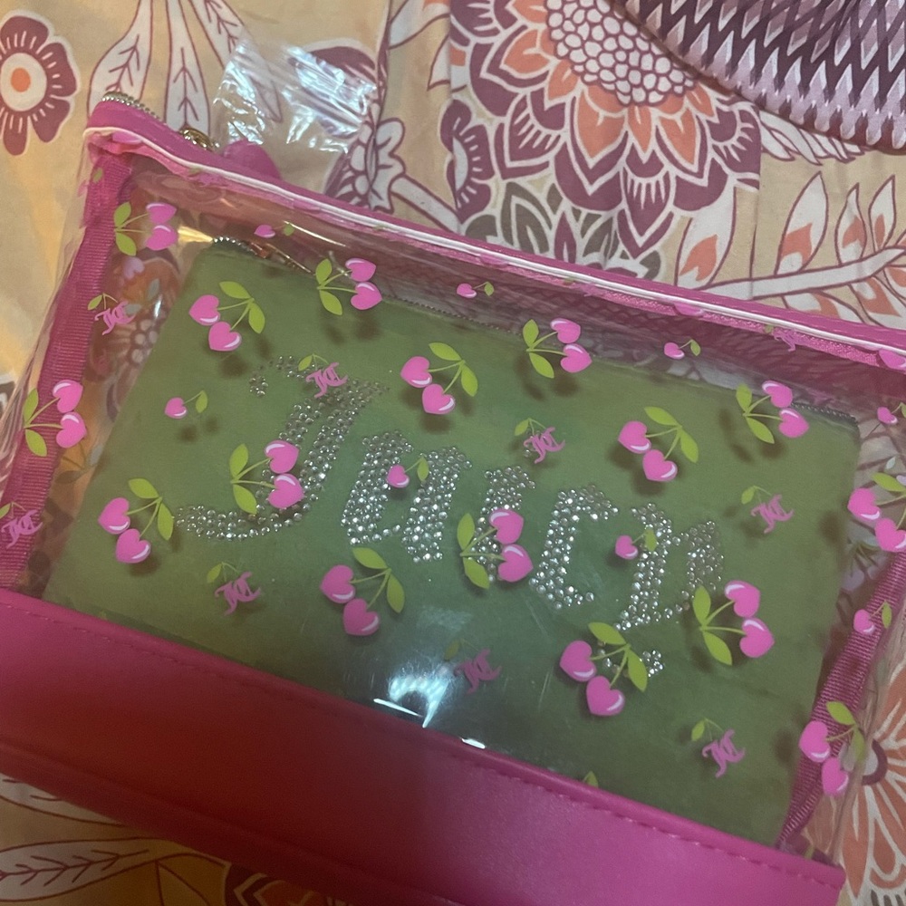 Juicy Couture Pink and Green Cosmetic Bag